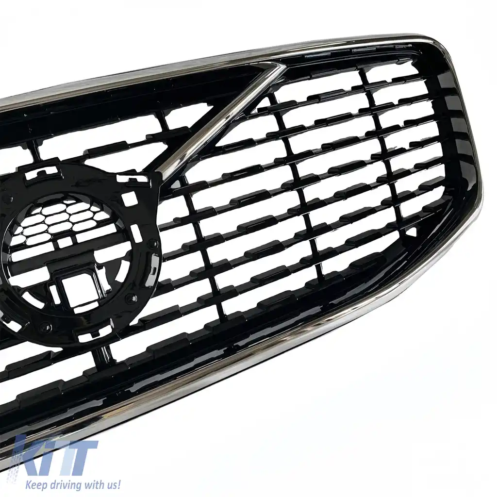 Grilaj radiator negru lucios cu cadru cromat, potrivit pentru Volvo XC60 II 2017-2021-image-6210297