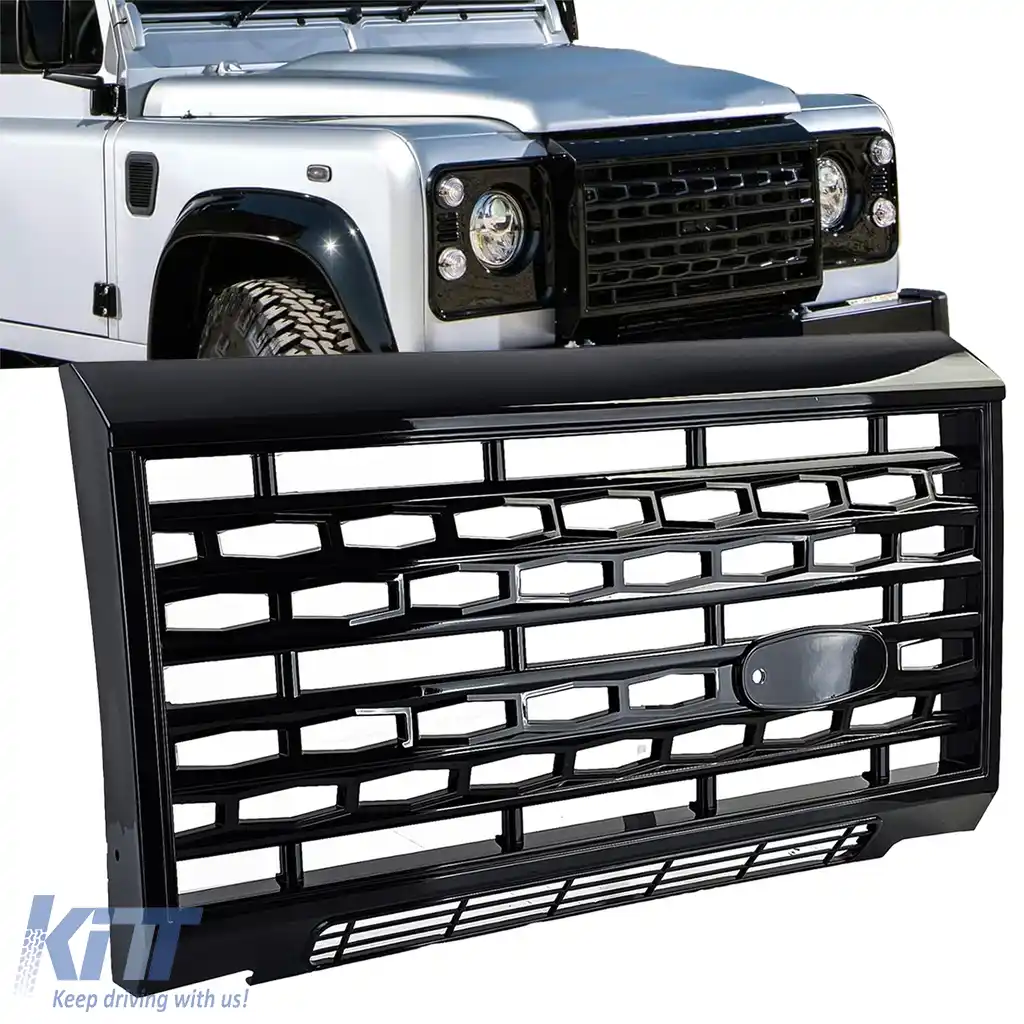 Grilaj radiator negru lucios potrivit pentru Land Rover Defender LD 90 110 2007-2015