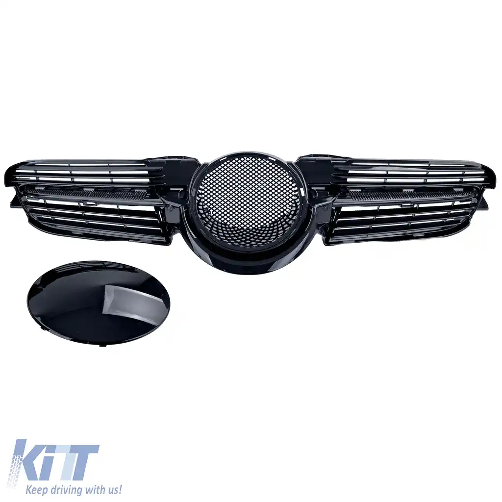 Grilaj radiator negru lucios potrivit pentru Mercedes SLK R171 2004-2007 pre-facelift-image-6210334