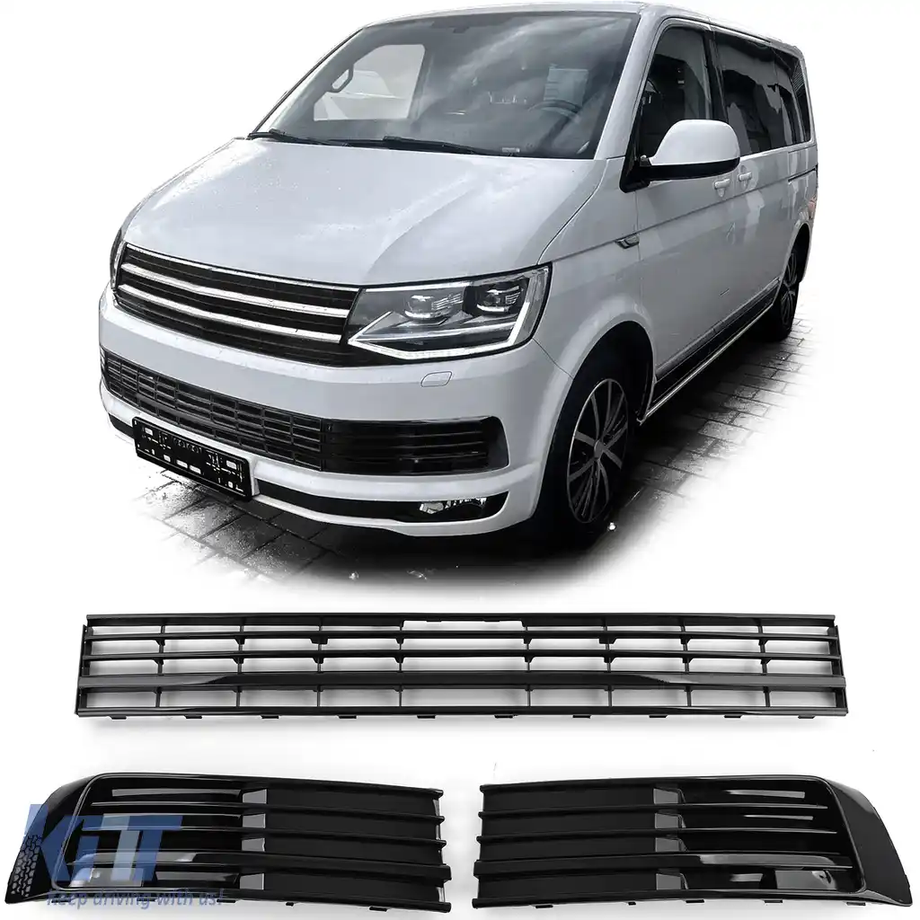 Grilaj radiator pentru bara de protecție negru lucios pentru VW T6 Multivan fără ACC 15-19