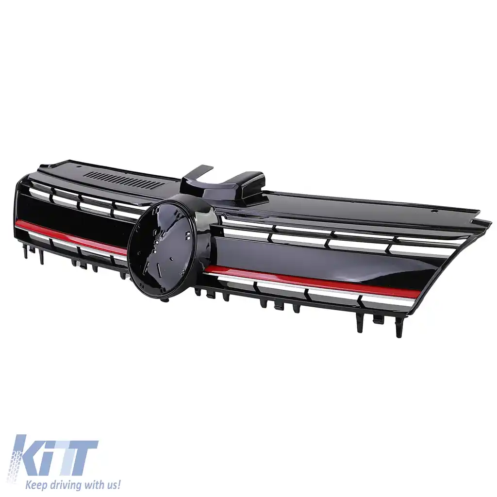 Grilaj radiator performant negru lucios cu detalii roșii, potrivit pentru VW Golf 7 + GTI 12-17-image-6198074