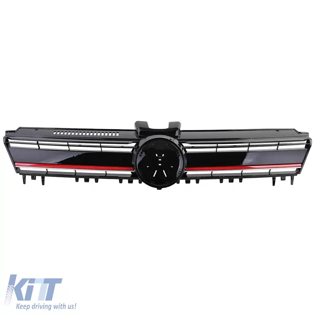 Grilaj radiator performant negru lucios cu detalii roșii, potrivit pentru VW Golf 7 + GTI 12-17-image-6198075