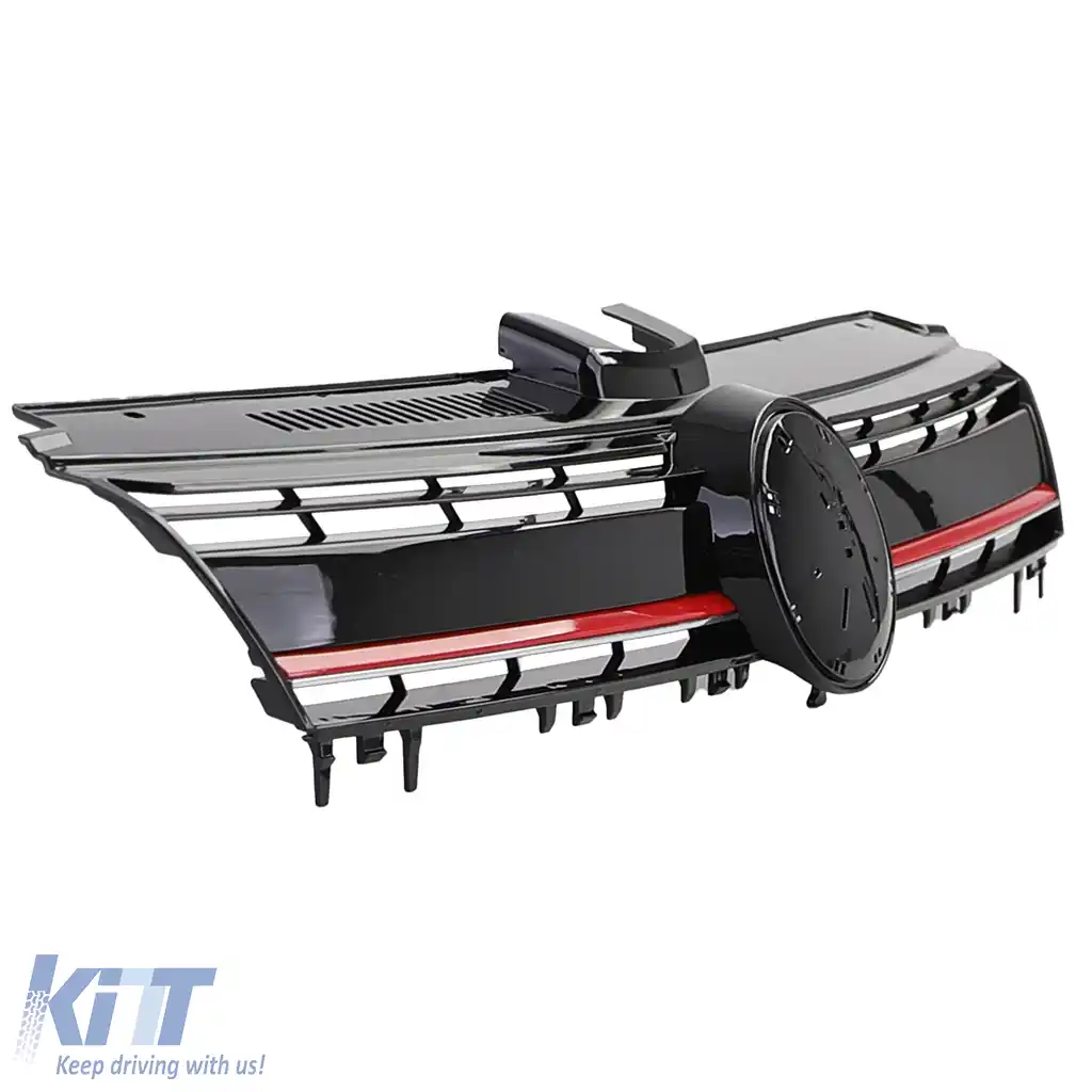 Grilaj radiator performant negru lucios cu detalii roșii, potrivit pentru VW Golf 7 + GTI 12-17-image-6198076