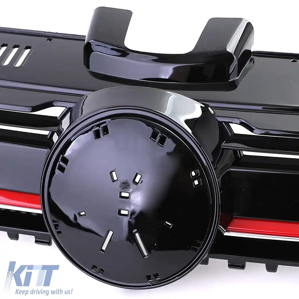 Grilaj radiator performant negru lucios cu detalii roșii, potrivit pentru VW Golf 7 + GTI 12-17-image-6198077