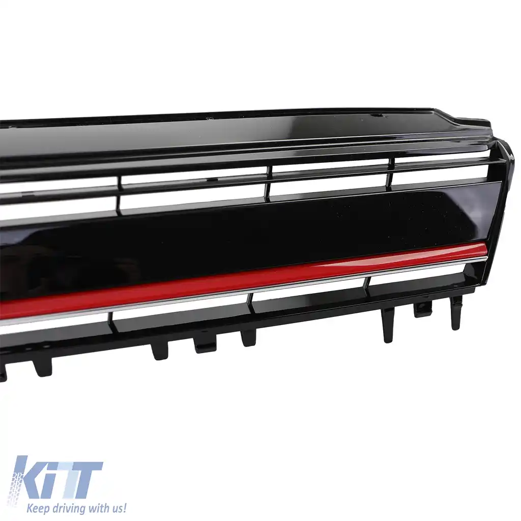 Grilaj radiator performant negru lucios cu detalii roșii, potrivit pentru VW Golf 7 + GTI 12-17-image-6198078