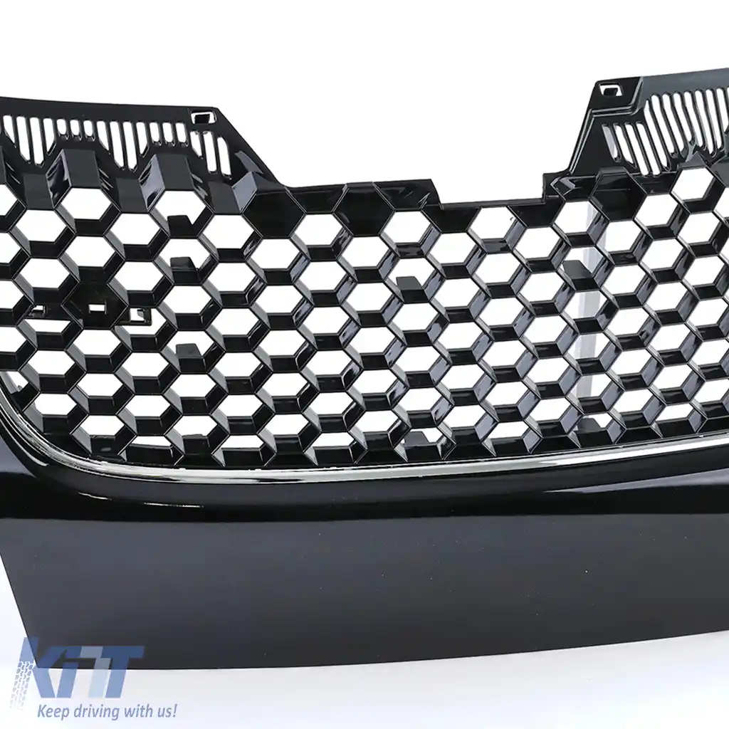 Grilaj radiator sport cu fagure fără emblema, cu detalii cromate, potrivit pentru VW Golf 5 GTI 03-09-image-6200033