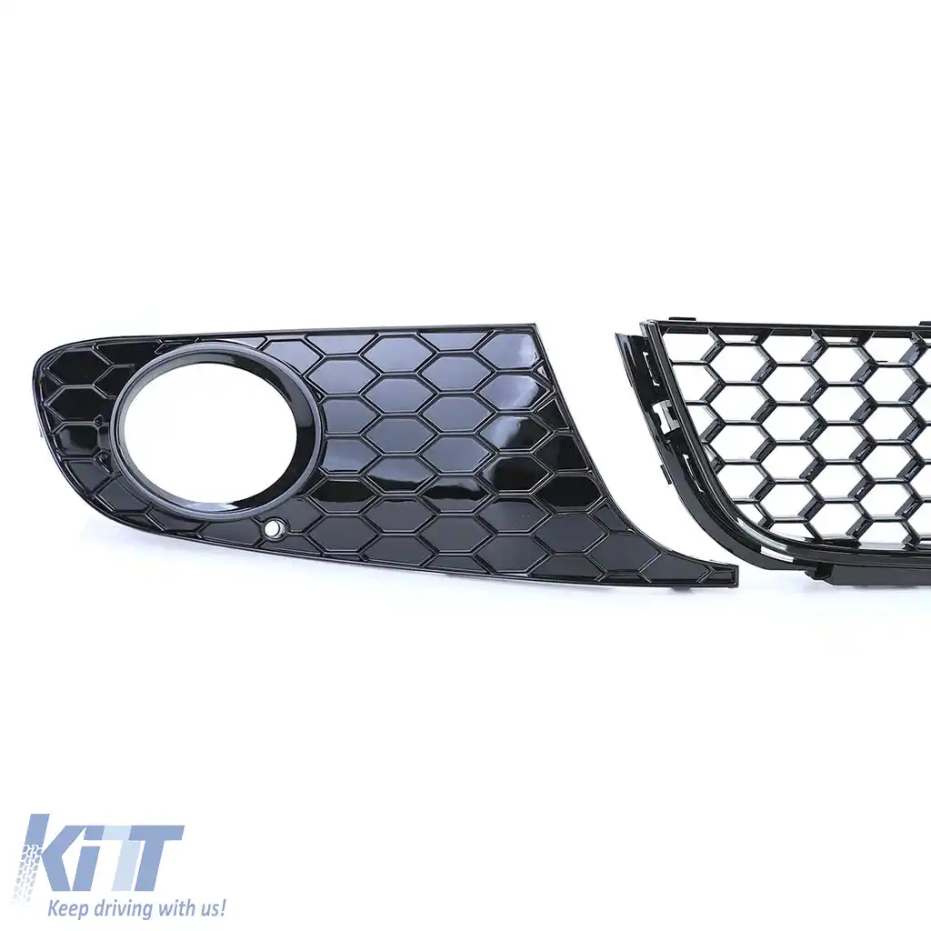 Grilaj radiator tip fagure fără emblemă + grilaj bara GLOSSY pentru VW Golf 6 08-13-image-6203782