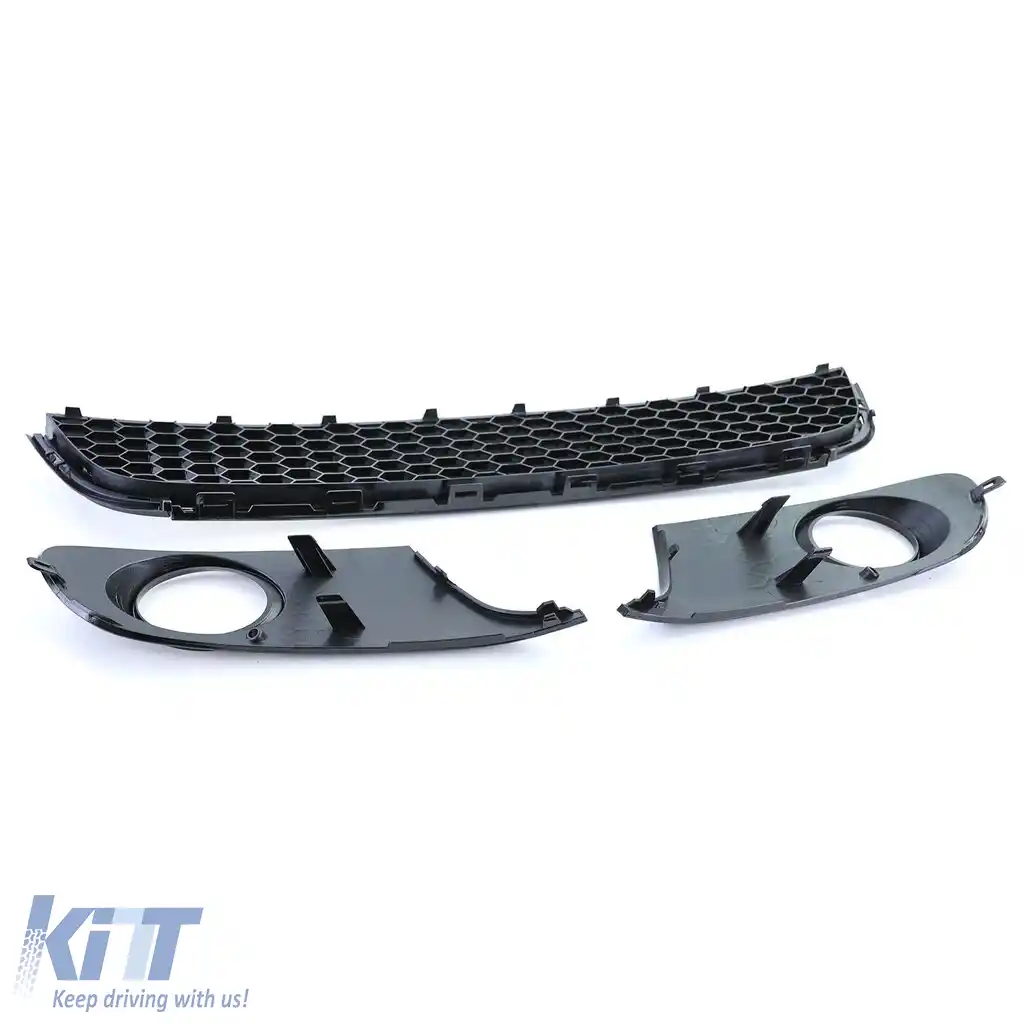 Grilaj radiator tip fagure fără emblemă + grilaj bara GLOSSY pentru VW Golf 6 08-13-image-6203783
