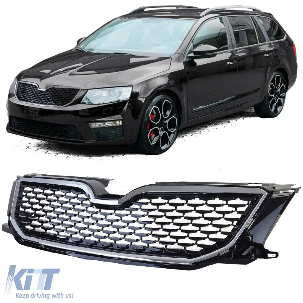 Grilaj sport crom negru potrivit pentru Skoda Octavia 5E pre-facelift 12-17