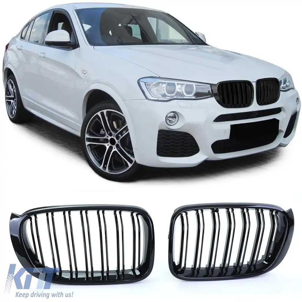 Grilaj sport cu dublu fante, lucios, potrivit pentru BMW X3 F25 X4 F26