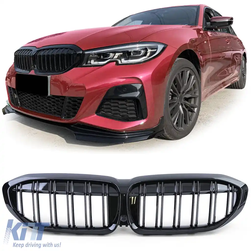Grilaj sport cu dublu fante, lucios, potrivit pentru BMW Seria 3 G20 G21 din 2018