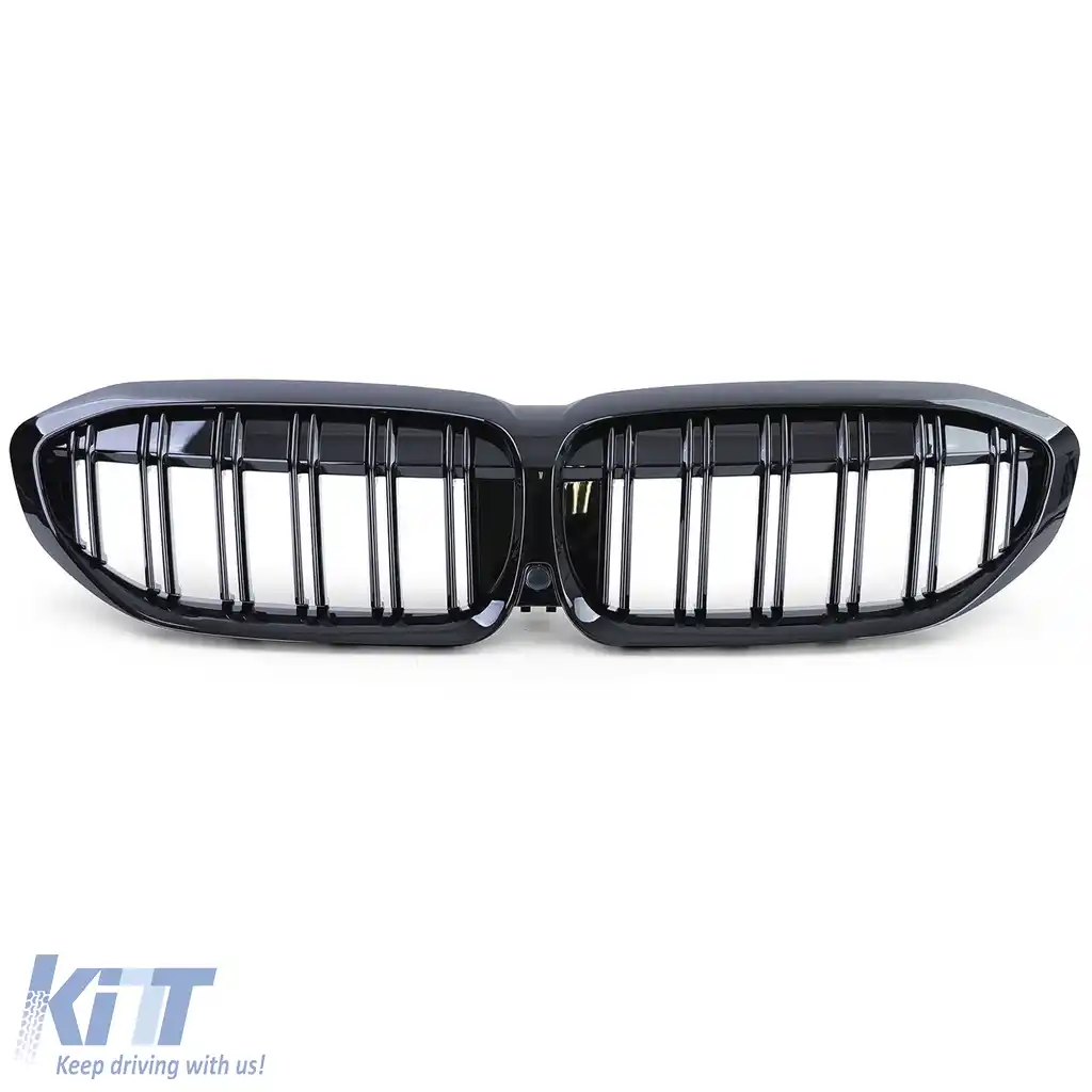 Grilaj sport cu dublu fante, lucios, potrivit pentru BMW Seria 3 G20 G21 din 2018-image-6200234
