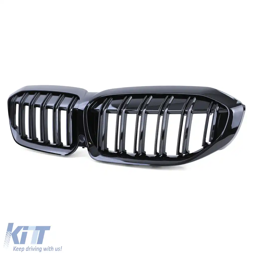 Grilaj sport cu dublu fante, lucios, potrivit pentru BMW Seria 3 G20 G21 din 2018-image-6200235