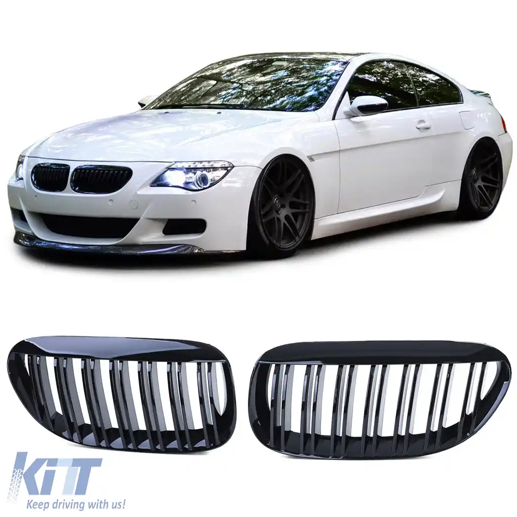 Grilaj sport cu dublu fante, lucios, potrivit pentru BMW Seria 6 E63 E64