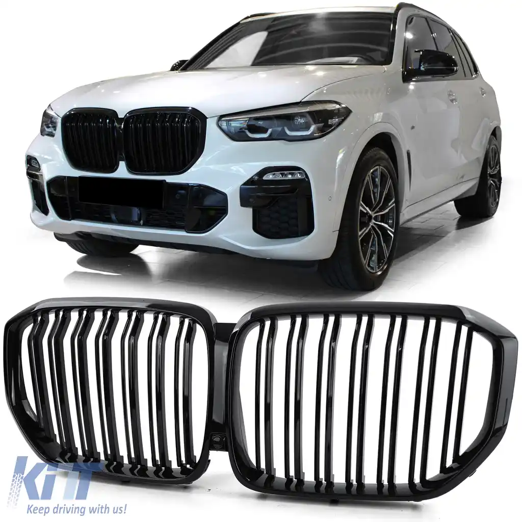 Grilaj sport cu dublu fante, lucios, potrivit pentru BMW X5 G05 din 18