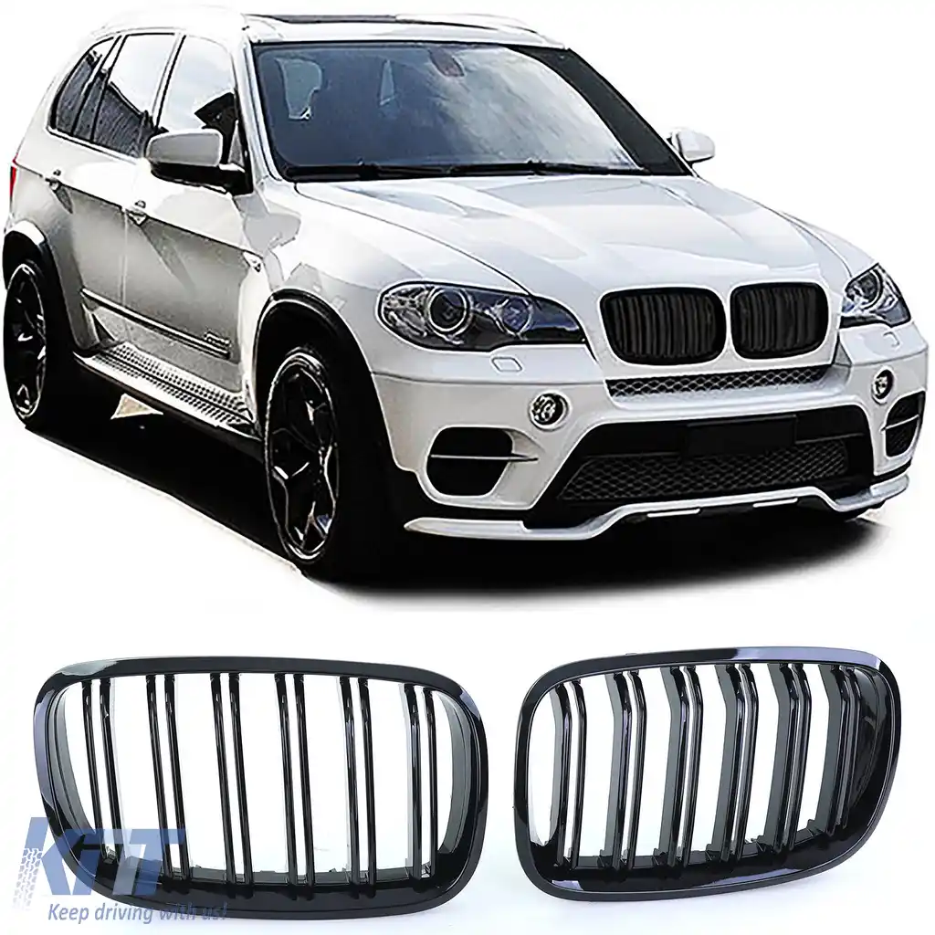 Grilaj sport cu dublu fante, lucios, potrivit pentru BMW X5 E70 X6 E71