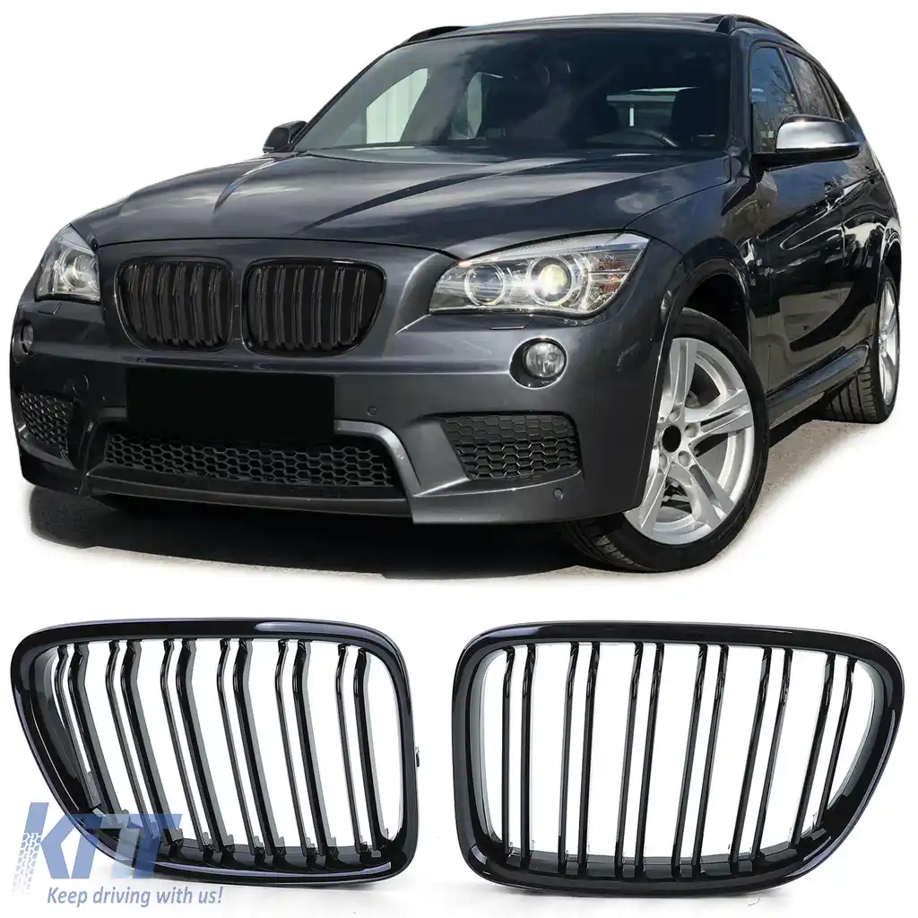 Grilaj sport cu dublu fante, lucios, potrivit pentru BMW X1 E84 09-15
