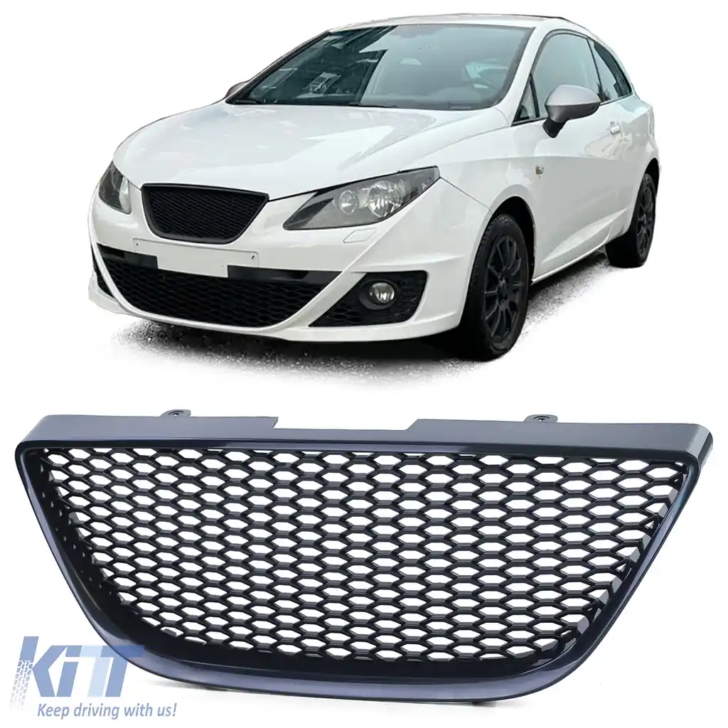 Grilaj sport cu fagure fără emblemă negru, potrivit pentru Seat Ibiza 6J 08-12