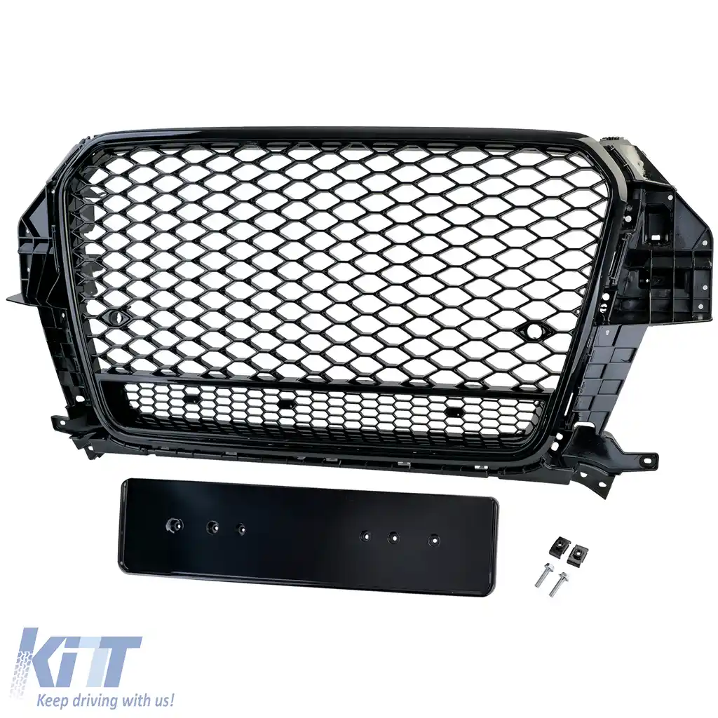 Grilaj sport cu fagure negru lucios, potrivit pentru Audi Q3 8U pre-facelift 11-15-image-6208925