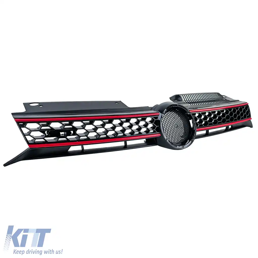 Grilaj sport cu fagure negru roșu potrivit pentru VW Golf 6, inclusiv GTI 08-13-image-6206166