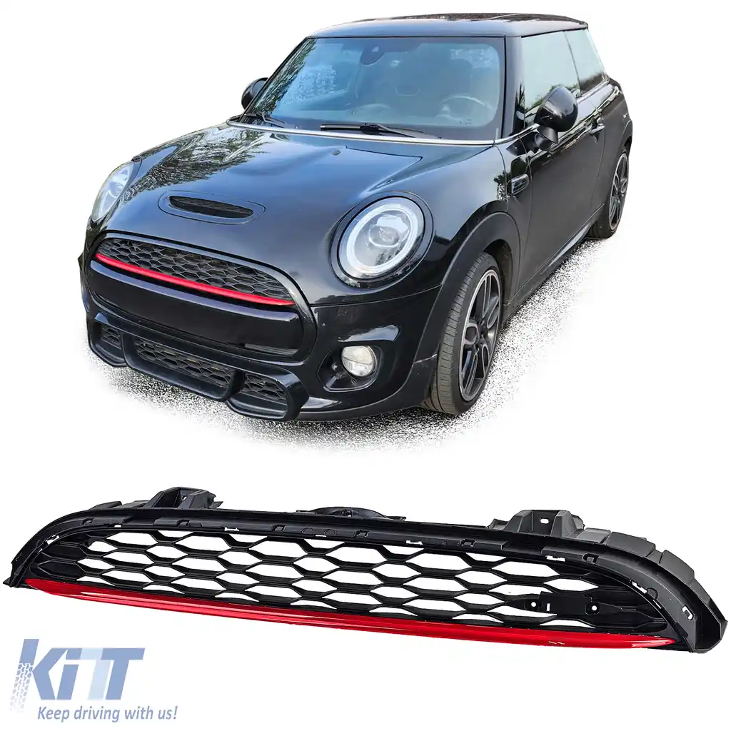 Grilaj sport cu plasă și detalii roșii, potrivit pentru Mini One Cooper S F55 F56 F57 14-20