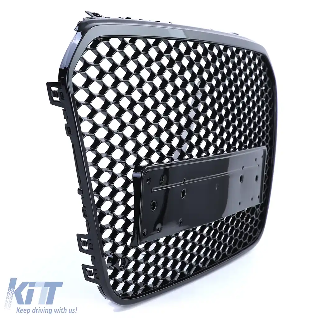 Grilaj Sport cu Structură Tip Fagure fără Emblemă Negru Lucios potrivit pentru Audi A6 C7 4G 10-14-image-6192726
