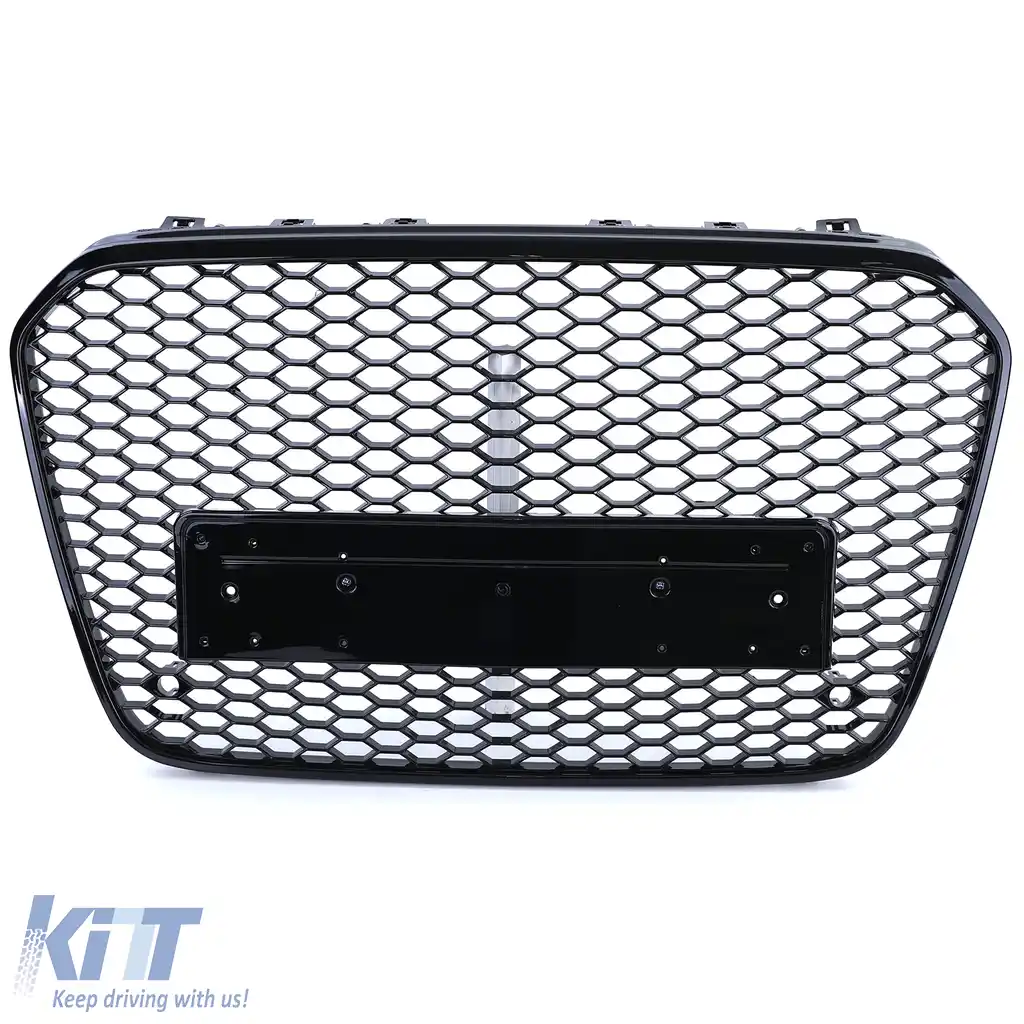 Grilaj Sport cu Structură Tip Fagure fără Emblemă Negru Lucios potrivit pentru Audi A6 C7 4G 10-14-image-6192728