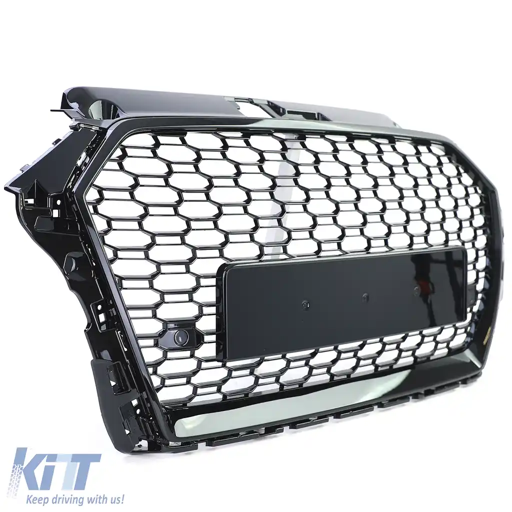 Grilaj sport fagure negru lucios, potrivit pentru Audi A3 8V 16-20 fără ACC-image-6204038