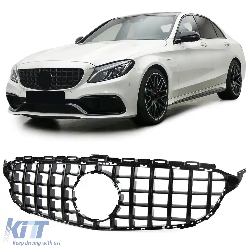 image-24-Grilaj sport lucios negru potrivit pentru Mercedes C-Class W205 S205 2014-2018