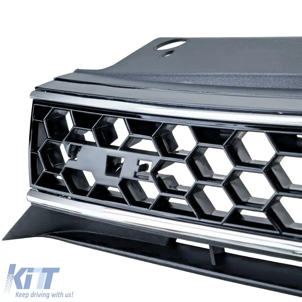 Grilaj sport negru lucios crom fără emblemă, potrivit pentru VW Golf 6, inclusiv GTI + R-image-6278093