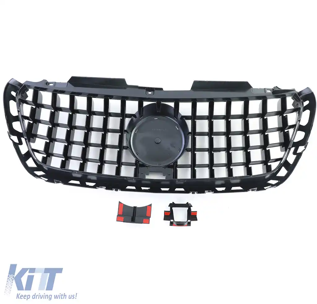 Grilaj sport negru lucios cromat, potrivit pentru Mercedes Sprinter W907 910 din 18-image-6201307