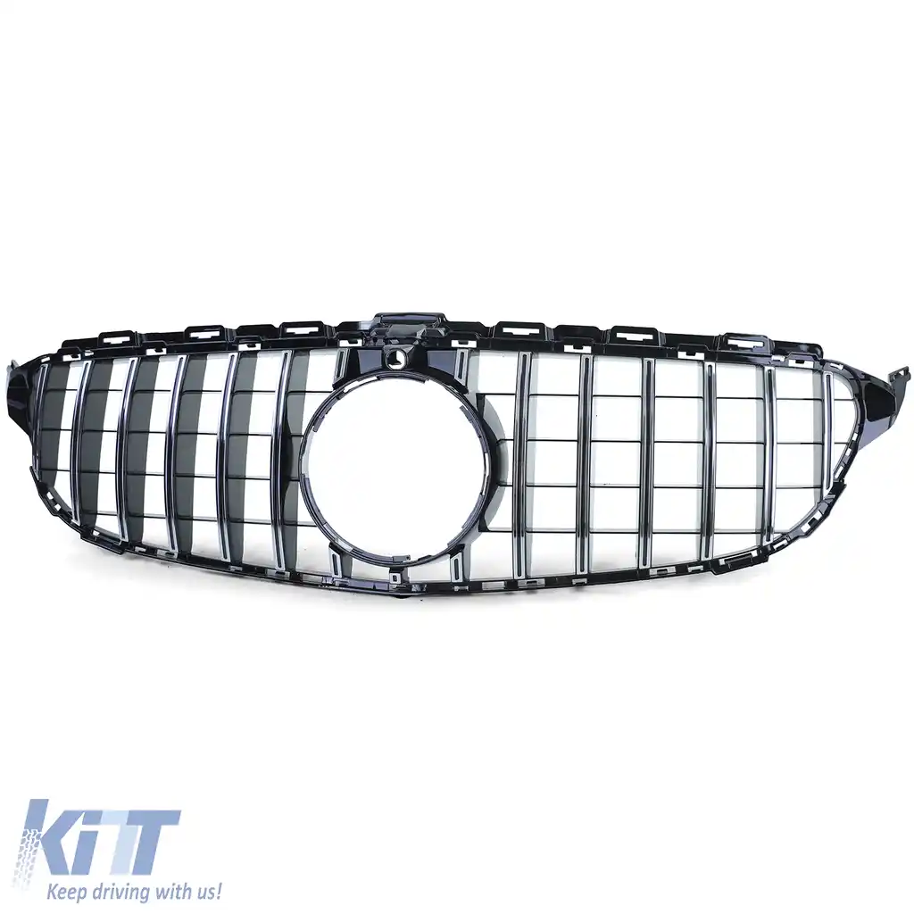 Grilaj Sport Negru Lucios Cromat potrivit pentru Mercedes Clasa C W205 S205 2014-2018-image-6206482