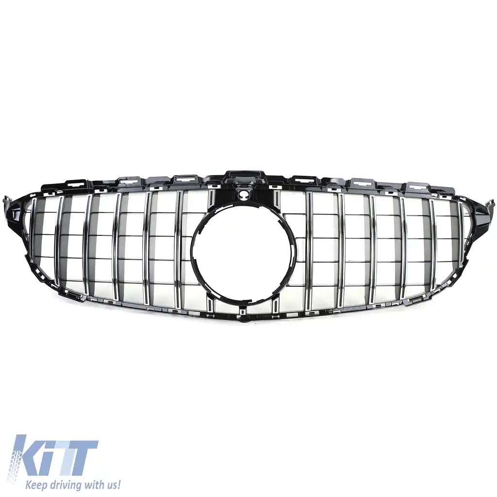 Grilaj Sport Negru Lucios Cromat potrivit pentru Mercedes Clasa C W205 S205 2014-2018-image-6206485