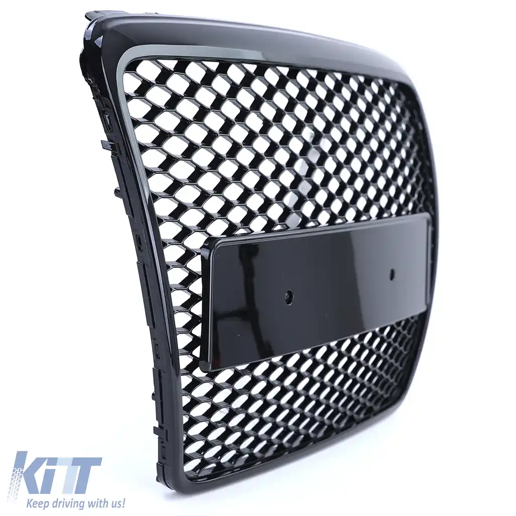 Grilaj Sport Tip fagure fără emblemă Negru lucios potrivit pentru Audi A6 C6 4F 08-11-image-6192718