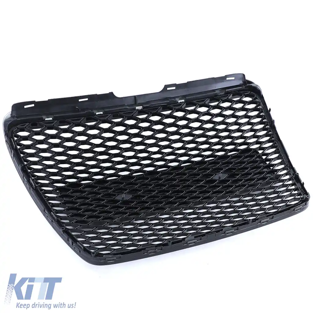 Grilaj Sport Tip fagure fără emblemă Negru lucios potrivit pentru Audi A6 C6 4F 08-11-image-6192722