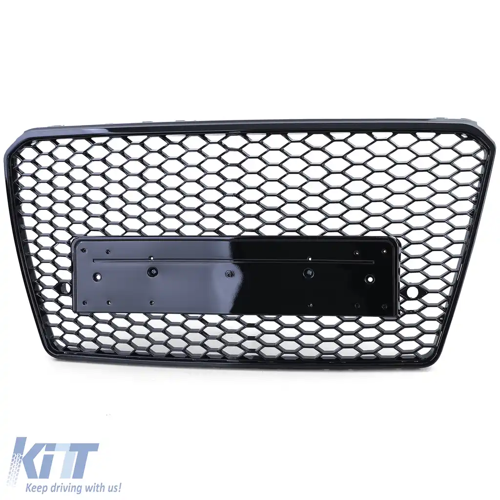 Grilaj Sport Tip fagure fără emblemă Negru lucios potrivit pentru Audi A7 C7 4G 2010-2014-image-6197721