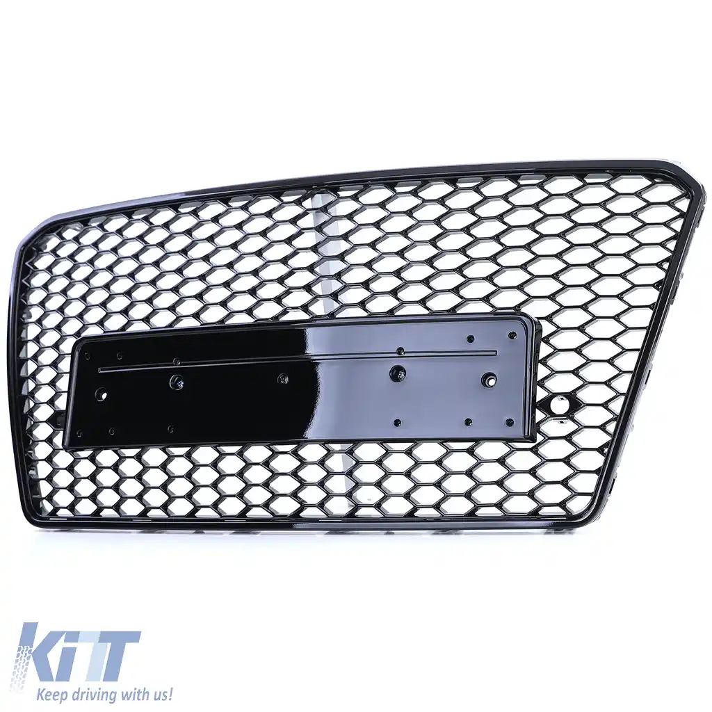 Grilaj Sport Tip fagure fără emblemă Negru lucios potrivit pentru Audi A7 C7 4G 2010-2014-image-6197722