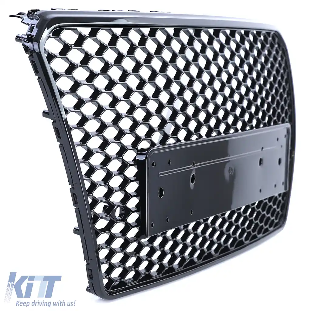 Grilaj Sport Tip fagure fără emblemă Negru lucios potrivit pentru Audi A7 C7 4G 2010-2014-image-6197723