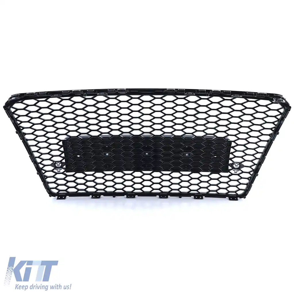 Grilaj Sport Tip fagure fără emblemă Negru lucios potrivit pentru Audi A7 C7 4G 2010-2014-image-6197724