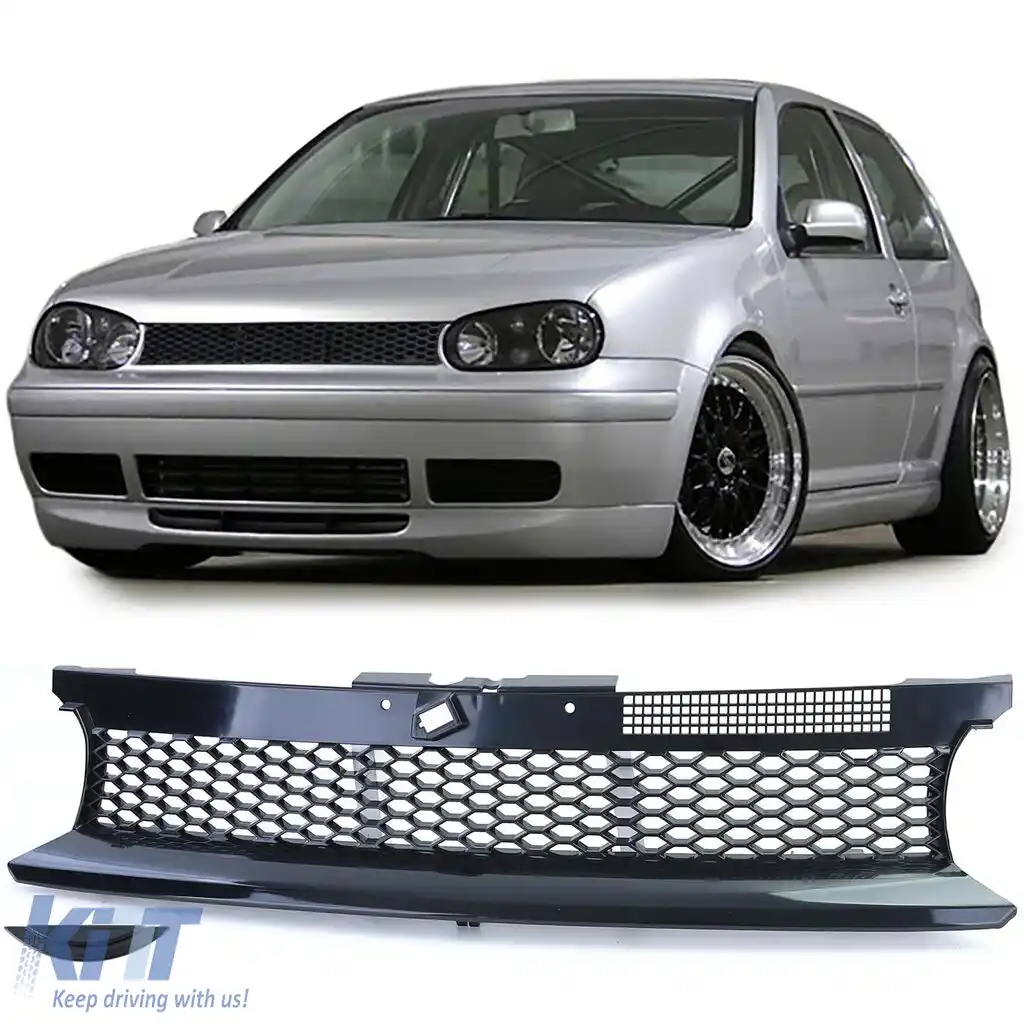 Grilaj tip fagure fără emblemă negru, potrivit pentru VW Golf 4 sedan, break, cabriolet 97-06