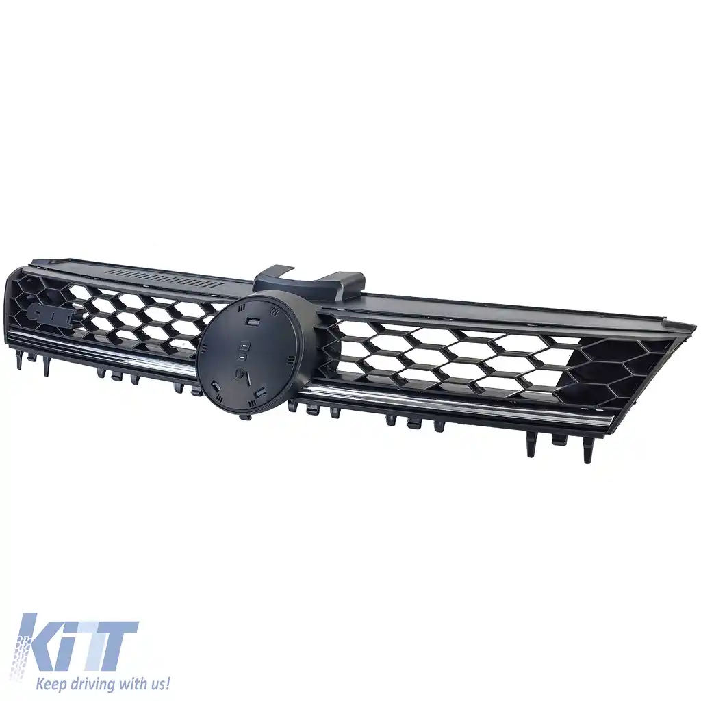 Grilaj tip fagure negru cu detalii cromate, potrivit pentru VW Golf 7 12-17, inclusiv GTD-image-6200469