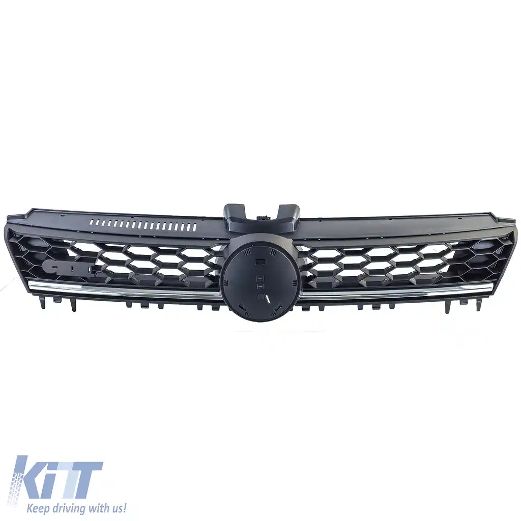 Grilaj tip fagure negru cu detalii cromate, potrivit pentru VW Golf 7 12-17, inclusiv GTD-image-6200470