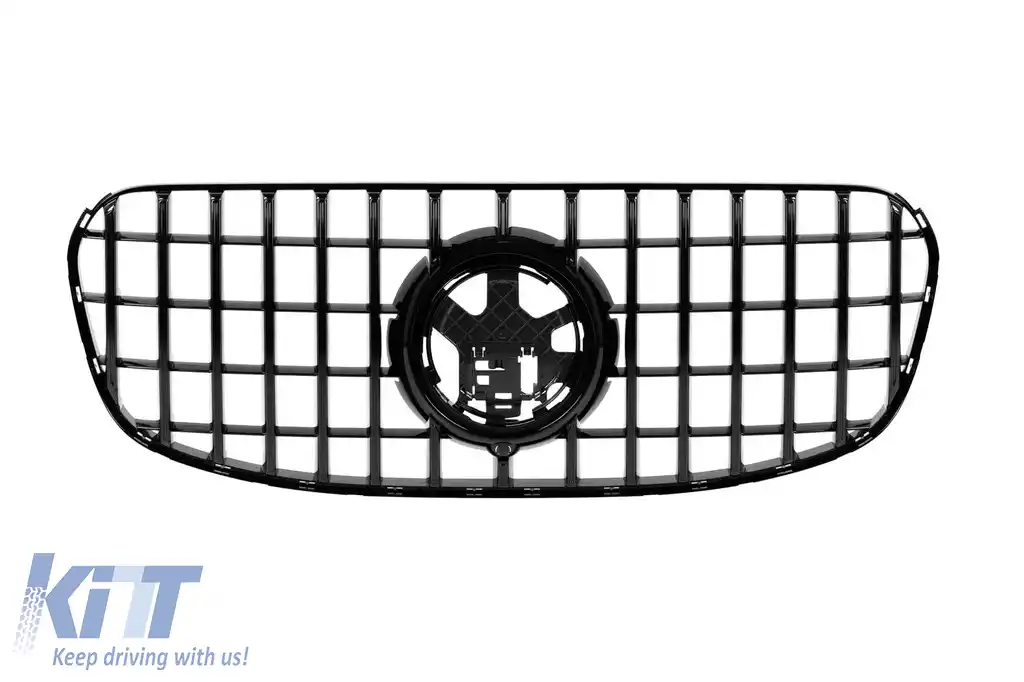 Grilaj tip GT cu lac negru potrivit pentru Mercedes GLS X167 după 2024 pentru bara de protecție frontală A Design Line