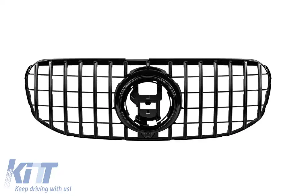 Grilaj tip GT cu lac negru, potrivit pentru Mercedes GLS X167 2020-2023, cu deschidere pentru cameră