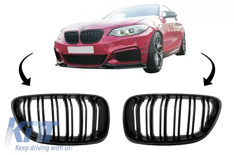 Grile Centrale compatibil cu BMW 2 Series F22 F23 F87 (2014-up) Negru Lucios M Design