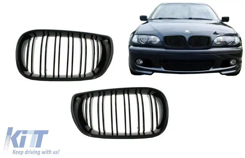Grile Centrale compatibil cu BMW Seria 3 E46 Facelift (2001-2005) Negru Lucios M Design-image-6081937
