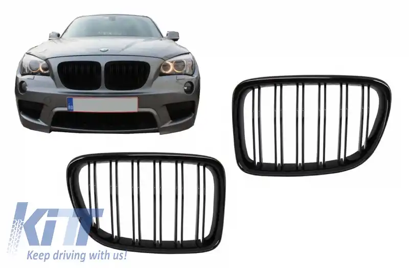 Grile Centrale compatibil cu BMW X1 E84 (2009-2014) Negru Lucios Double Stripe Design-image-6053664