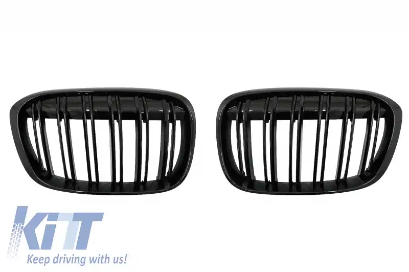 Grile Centrale compatibil cu BMW X1 SUV F48 Pre-LCI (06.2015-2019) Duble Negru Lucios M Design