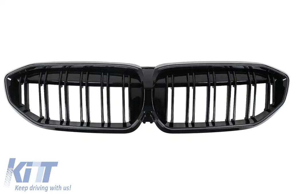 Grile Centrale cu LED compatibil cu BMW 3 Series G20 Sedan G21 Touring (2019-2022) Negru Lucios luminate