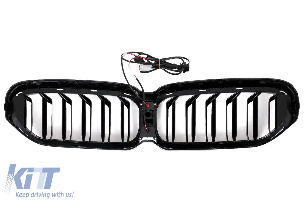 Grile Centrale cu LED compatibil cu BMW Seria 5 G30 G31 LCI (07.2020-2023) Negru Lucios-image-6114389